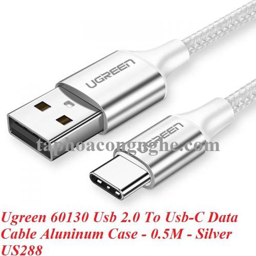 Ugreen 60130 0.5m cáp usb ra type c bọc nhôm màu bạc US288 30060130